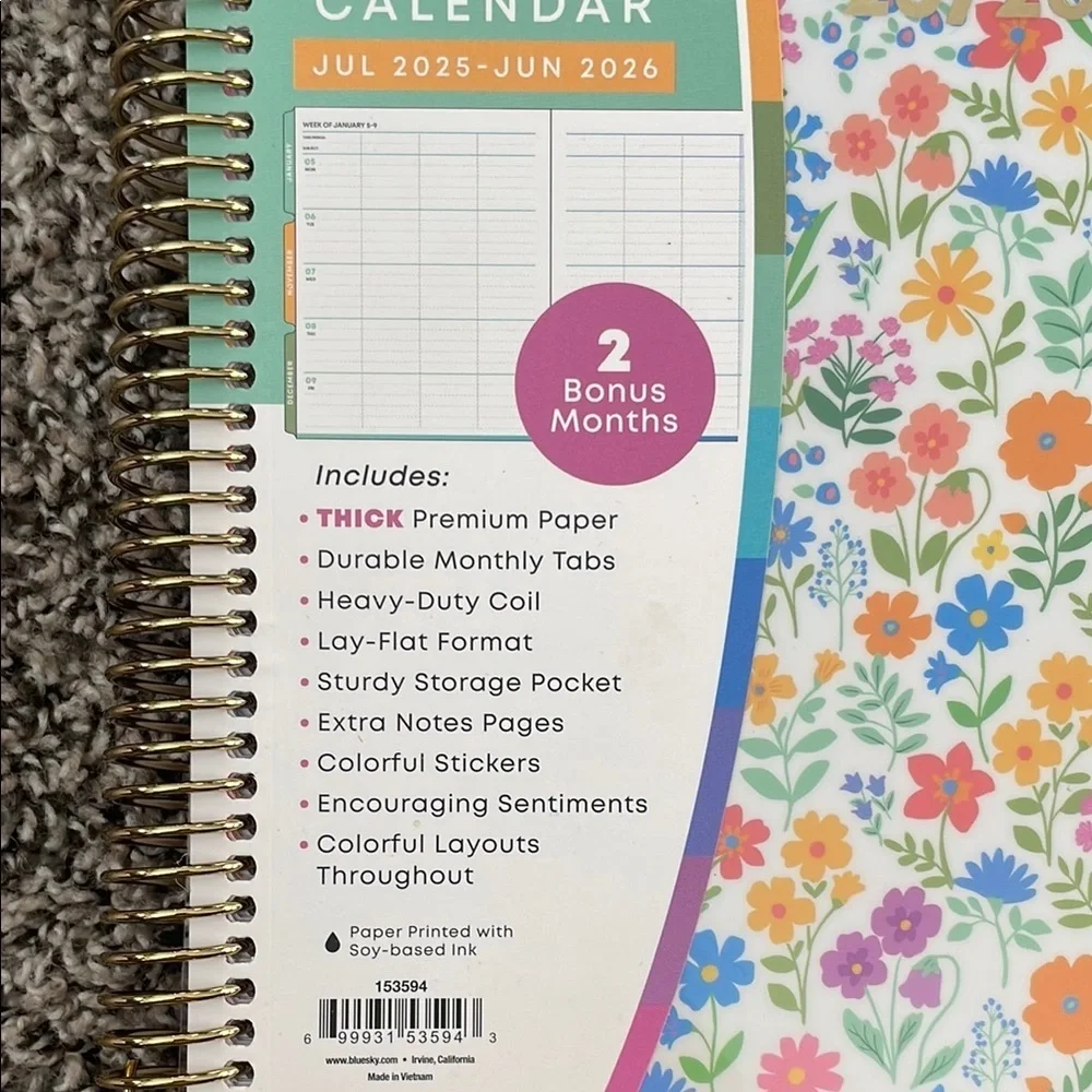Teachwell Floral Teacher Lesson Planning Calendar Multicolor